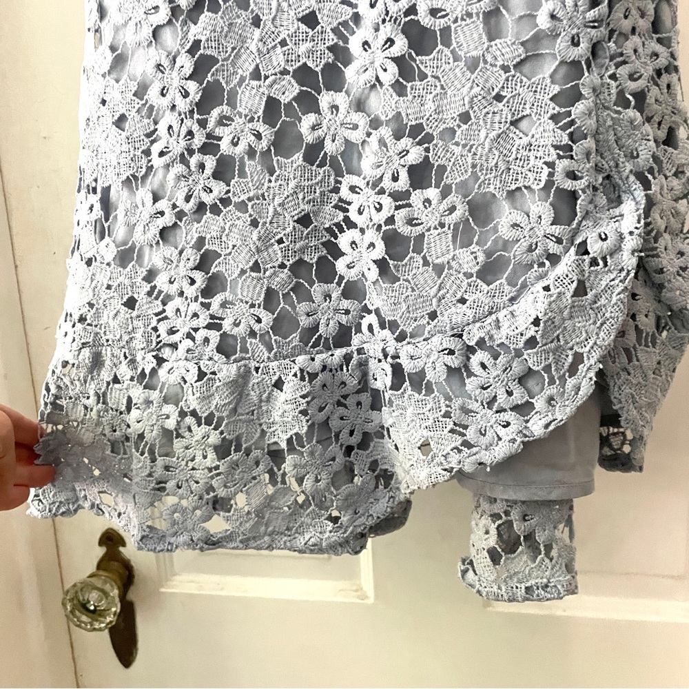Abercrombie & Fitch Blue Wrap-Front Lace Dress NWT Size Medium - Picture 7 of 14